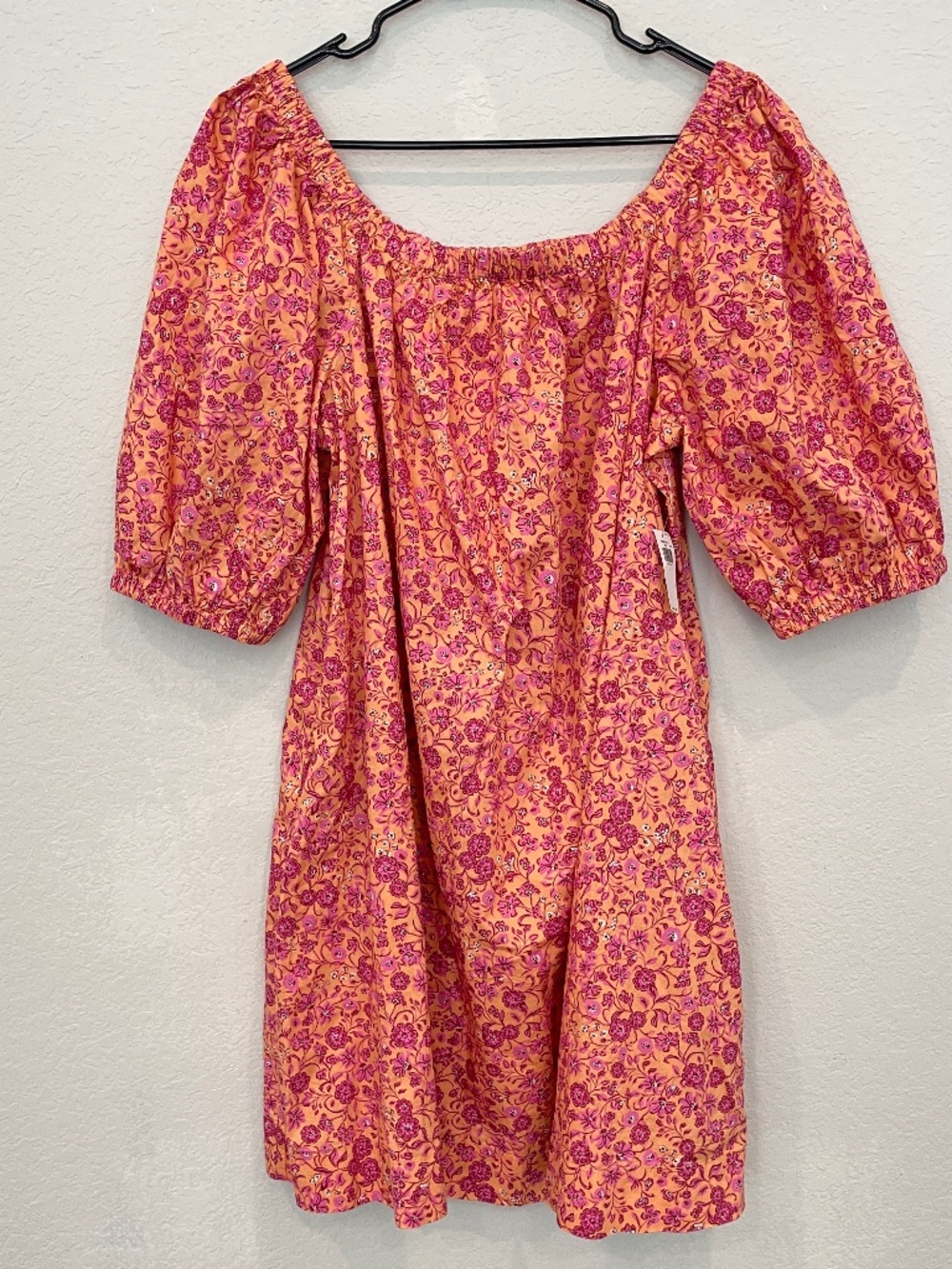 Old Navy Cottagecore Swing Dress Women's L Floral Pink Orange Pockets
